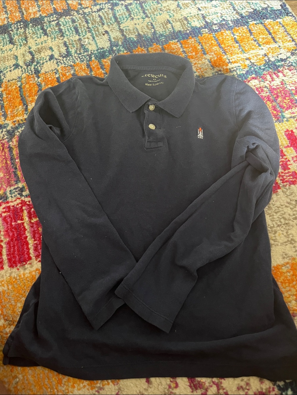 Crewcuts Long-Sleeve Polo Shirt - Navy